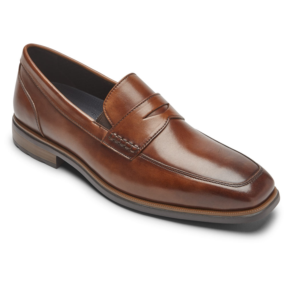 Rockport Mens Loafers Brown - Dres Sports Business 2 Penny - UK 054-QRVFJN